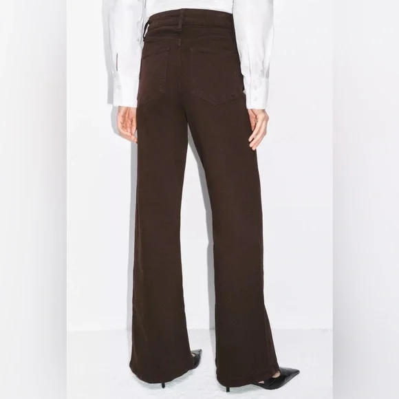 ZARA High-Waist Wide-Leg Jeans - Chocolate Brown - Picture 2 of 7